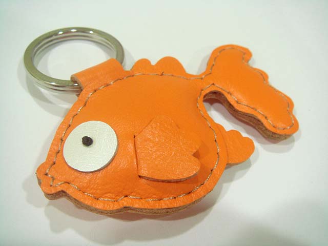 Goldfish Leather Keychain ( Orange ) on Luulla